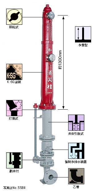 【多雪型消火栓】（75mm）　No.55BⅡ　(No.55BⅠ)